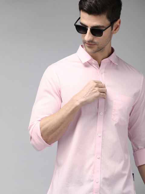 

French Connection Men Pink Solid Classic Slim Fit Pure Cotton Casual Shirt