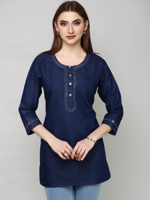 

HAVVA FASHION Navy Blue Denim Top
