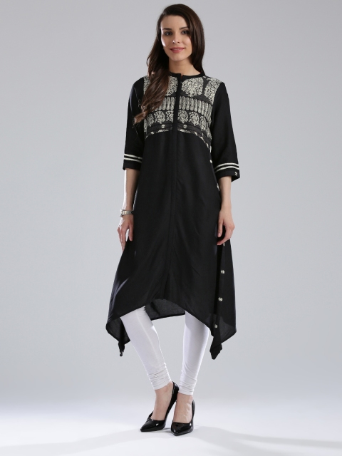 

W Women Black A-Line Kurta