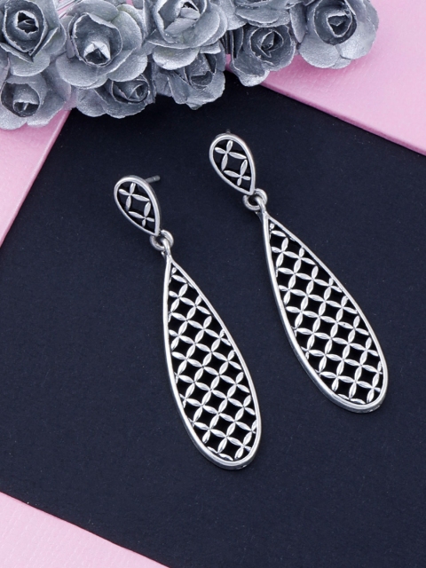 

Silver Shine Silver-Toned Contemporary Drop Earrings