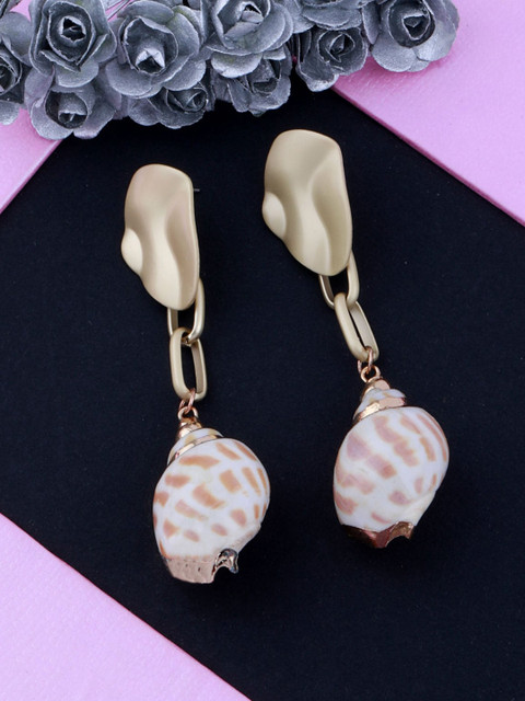 

Silver Shine Gold-Toned Contemporary Drop Earrings