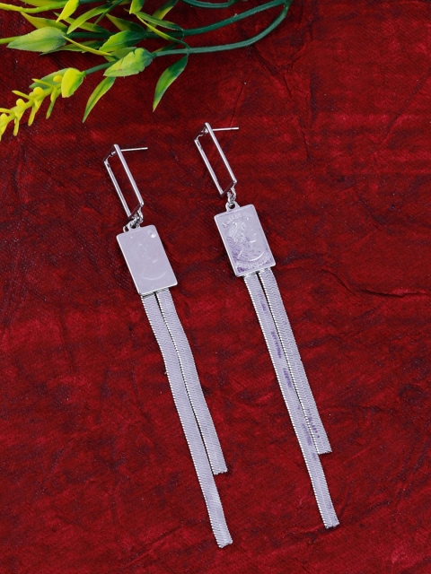 

Silver Shine Silver-Toned Contemporary Drop Earrings