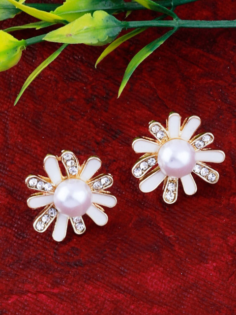 

Silver Shine White Contemporary Studs Earrings