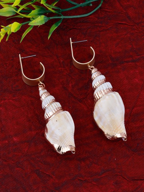 

Silver Shine Gold-Toned Contemporary Half Hoop Earrings