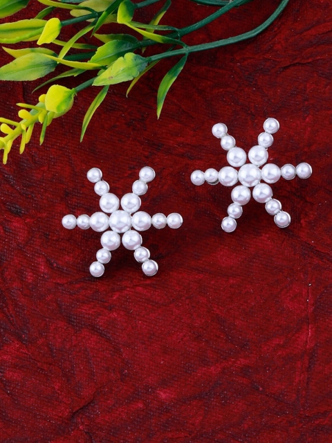 

Silver Shine White Contemporary Drop Earrings