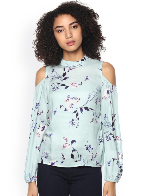 

Harpa Turquoise Blue Floral Print Top