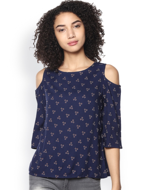 

Harpa Navy Printed Top, Navy blue
