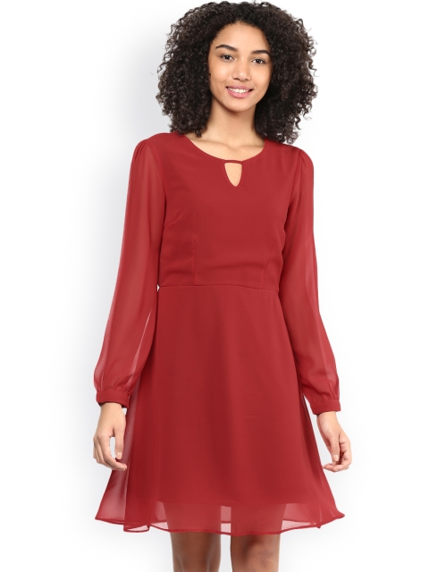 

Harpa Women Red Solid A-Line Dress