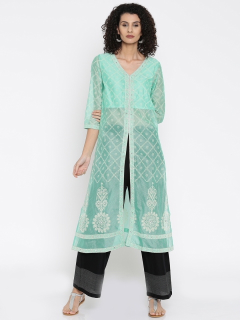

Melange by Lifestyle Women Sea Green Printed A-Line Kurta