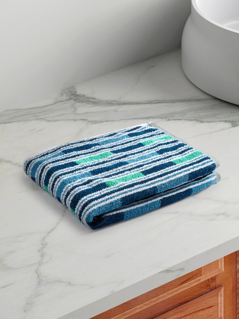 

Living scapes by Pantaloons Navy Blue Striped 520 GSM Pure Cotton Hand Towel