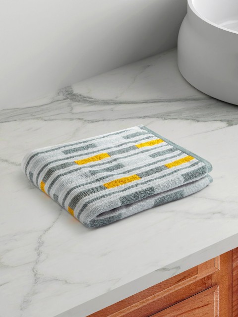 

Living scapes by Pantaloons Yellow Striped 520 GSM Pure Cotton Hand Towel
