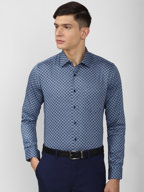 

Van Heusen Men Blue Slim Fit Printed Cotton Formal Shirt
