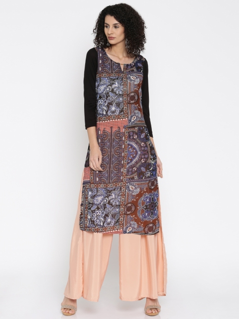 

Melange by Lifestyle Women Multicoloured Printed Sheer Straight Kurta, Na