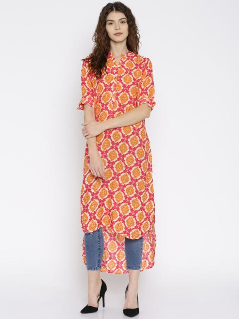 

Melange by Lifestyle Women Pink & Orange High-Low Kurta