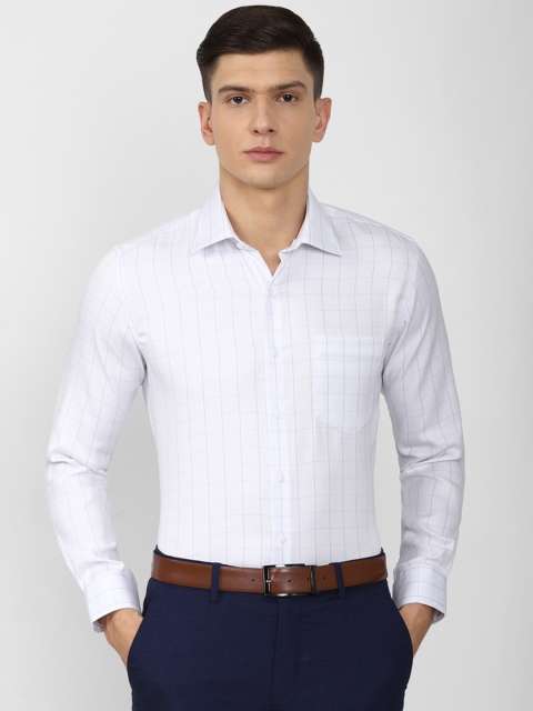 

Van Heusen Men White Slim Fit Grid Tattersall Checked Formal Shirt