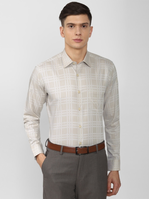 

Van Heusen Men Grey Checked Cotton Formal Shirt