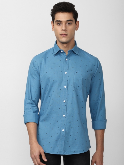 

Van Heusen Sport Men Blue Slim Fit Printed Pure Cotton Casual Shirt