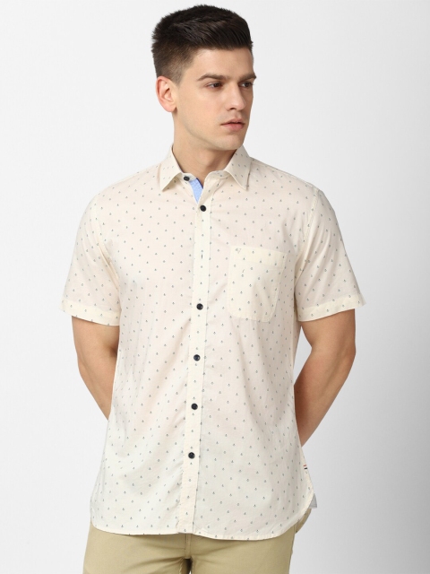 

Van Heusen Sport Men Cream-Coloured Slim Fit Printed Casual Shirt