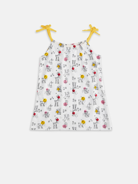 

Pantaloons Baby Girls White & Yellow Printed Top