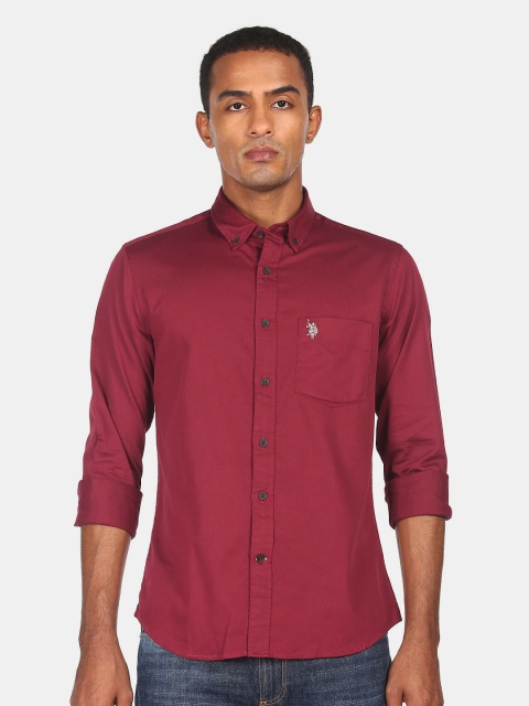 

U S Polo Assn Men Red Casual Shirt