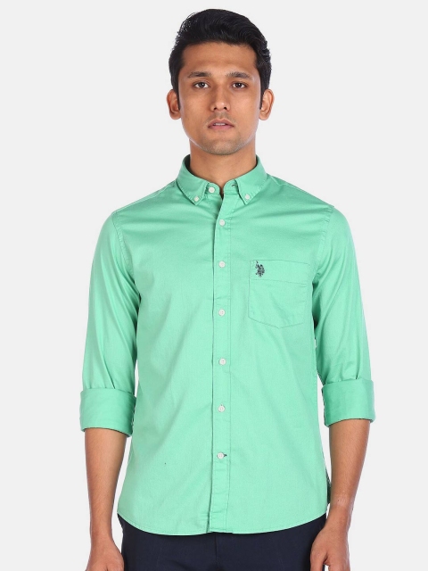 

U S Polo Assn Men Green Casual Shirt