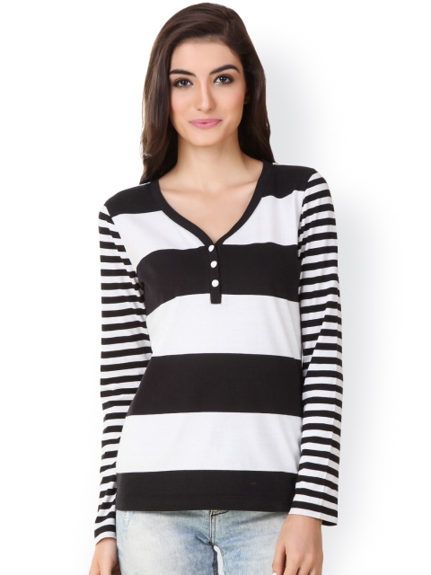 

Texco Women White & Black Striped Top