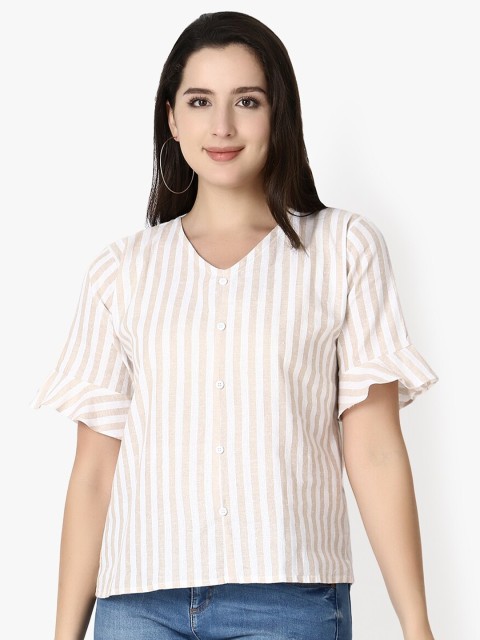 

GRECIILOOKS Beige Striped Top