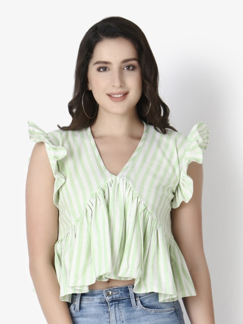 

GRECIILOOKS Green Print Wrap Top