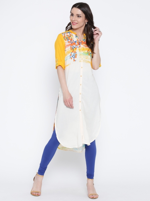 

AURELIA Women Off-White Printed Straight Kurta