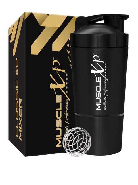 

MUSCLEXP Black Classic Stainless Steel Shaker With Blender 800ml