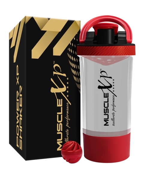 

MUSCLEXP Transparent & Red Protein Shake Sipper BPA Free Bottle 700 ml