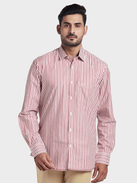 

ColorPlus Men Red Tailored Fit Striped Casual Shirt