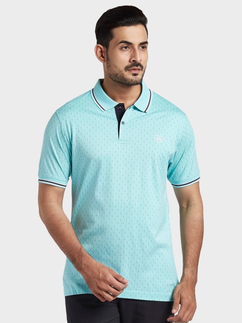 

ColorPlus Men Blue Plus Size Polo Collar T-shirt