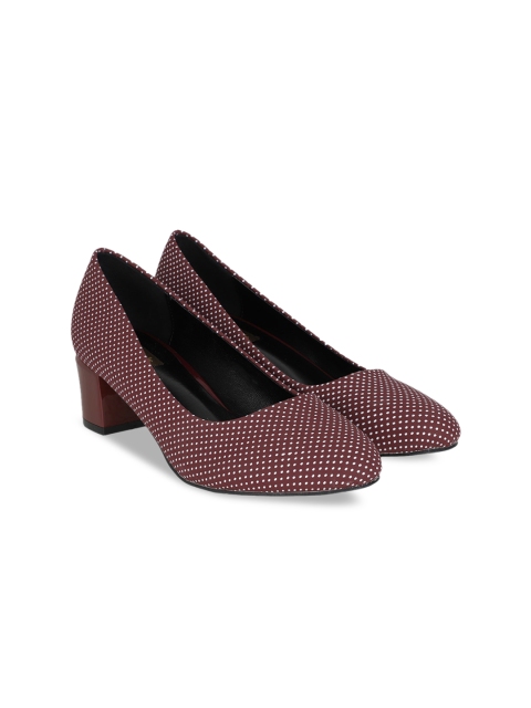 

Flat n Heels Maroon Printed Block Pumps