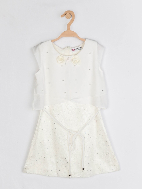 

Peppermint Off White Floral Satin A-Line Dress