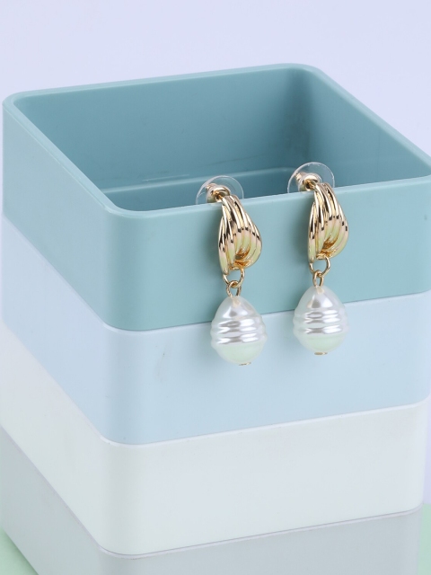

Silver Shine Gold-Toned Contemporary Drop Earrings