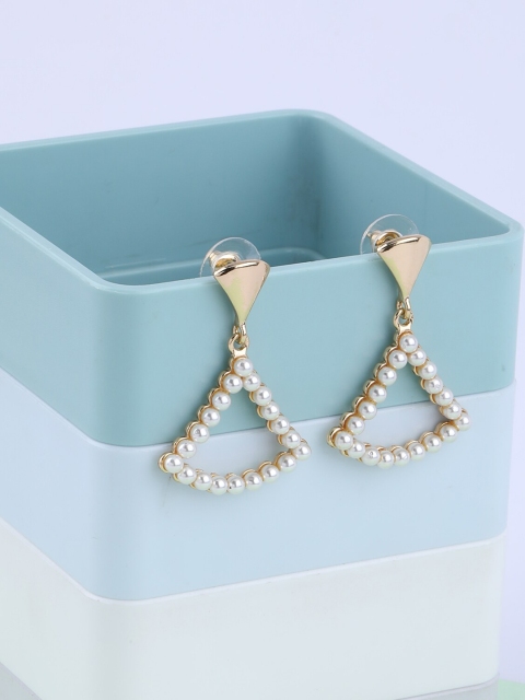 

Silver Shine Gold-Toned Contemporary Drop Earrings