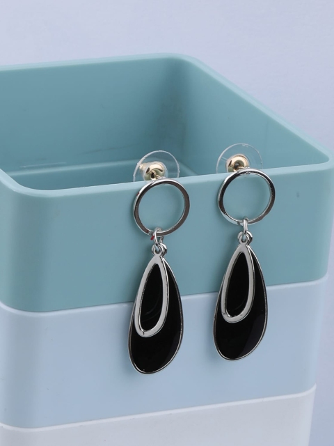 

Silver Shine Black Contemporary Drop Earrings