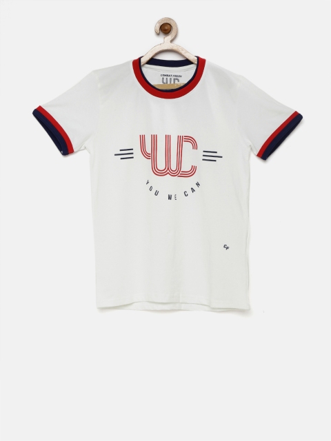 

YWC Boys White Printed Round Neck T-shirt