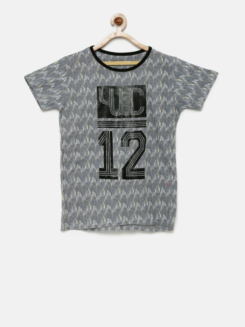 

YWC Boys Grey Printed Round Neck T-shirt