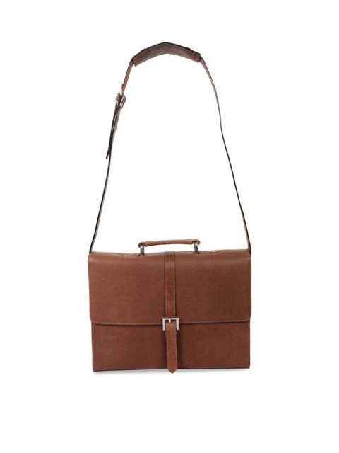 

Tortoise Men Solid Brown Leather Laptop Bag