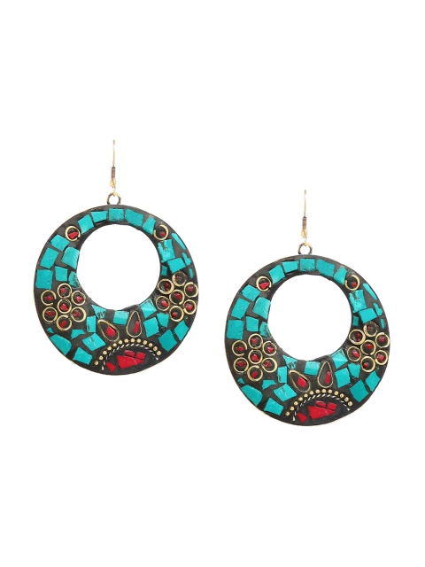 

Bamboo Tree Jewels Gold-Toned Circular Drop Earrings