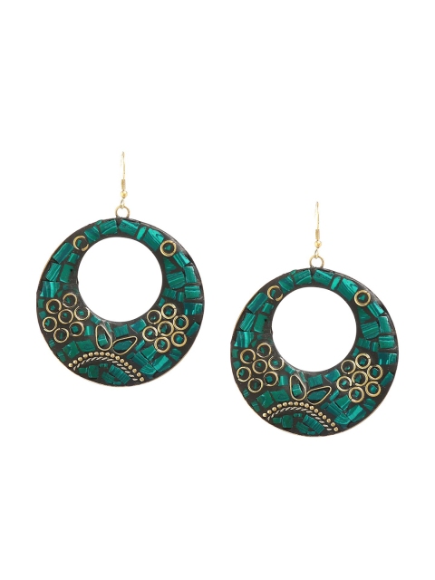 

Bamboo Tree Jewels Gold-Toned Circular Drop Earrings