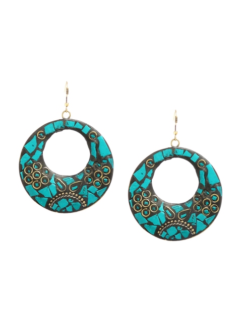 

Bamboo Tree Jewels Gold-Toned Circular Drop Earrings