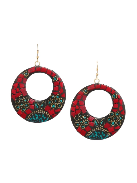 

Bamboo Tree Jewels Gold-Toned Circular Drop Earrings