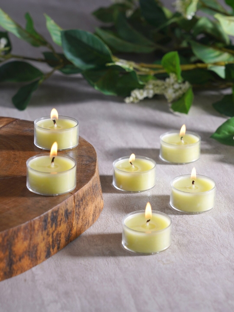 

Pure Home and Living Set Of 4 Pista-Green Solid T-Light Candles