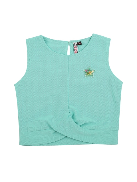

Actuel Girls Green Twisted Pure Cotton Knitted Crop Top