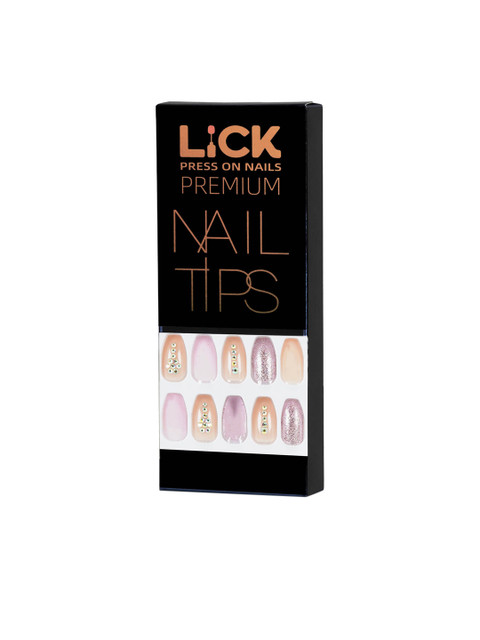 

LICK 28 Pieces Nude Artificial Reusable Nail Extension With Application Kit