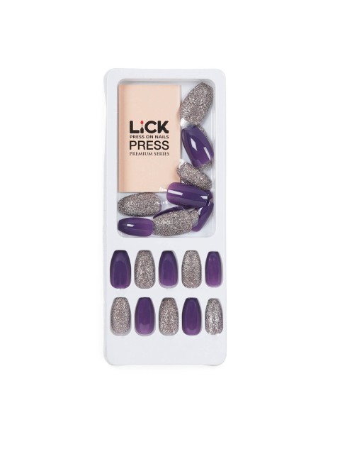 

LICK Purple 28 Pcs Glossy Artificial Reusable Nail Extensions