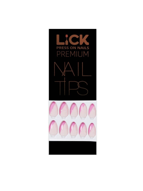 

LICK Pink 28 Pcs French Tips Artificial Stick on Nails with Application Kit